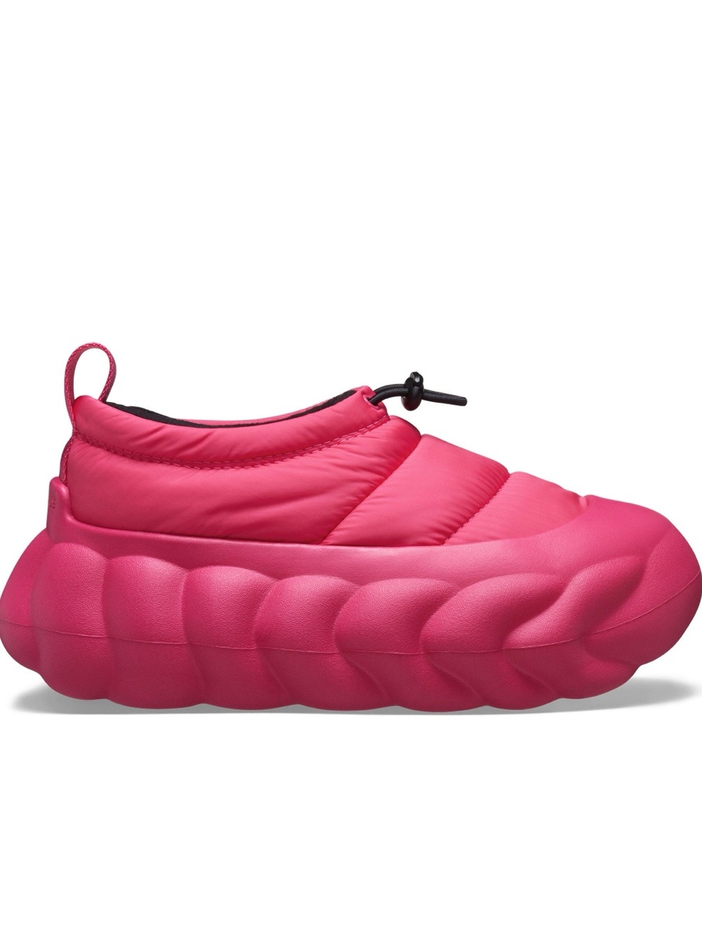 NWT CROCS women’s Overpuff Shorty Puffer Slip-On Dragonfruit Pink size 8W/6M